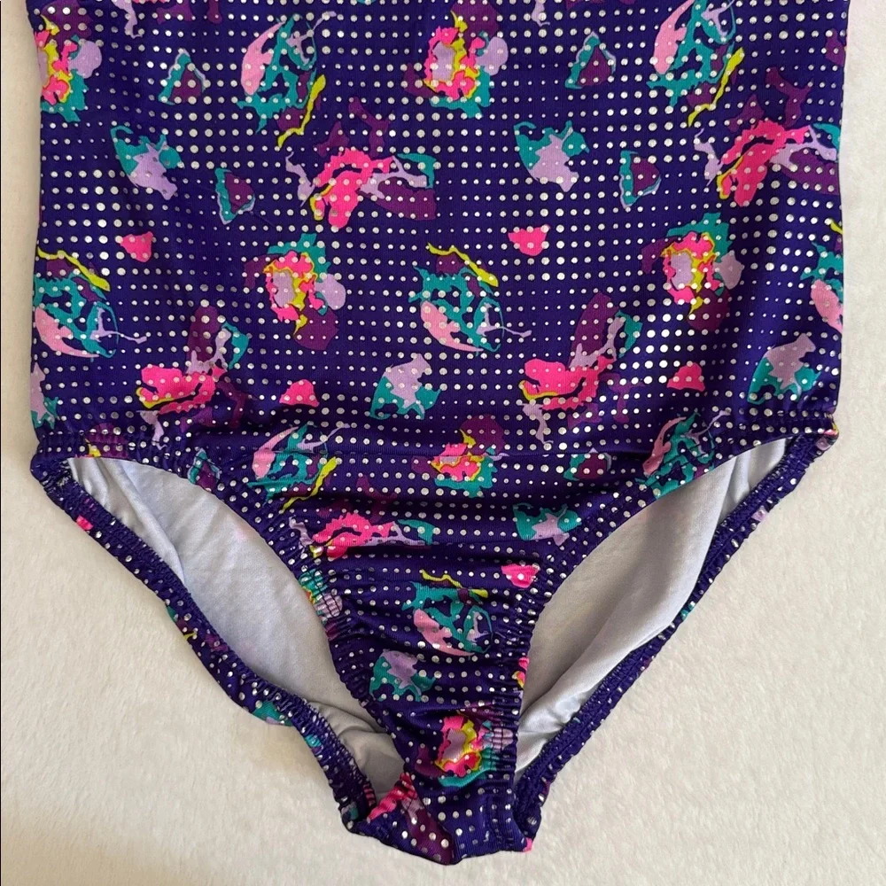 {Danskin} Freestyle | Abstract Print Shimmer Gymnastics Dance Leotard (M 7/8)